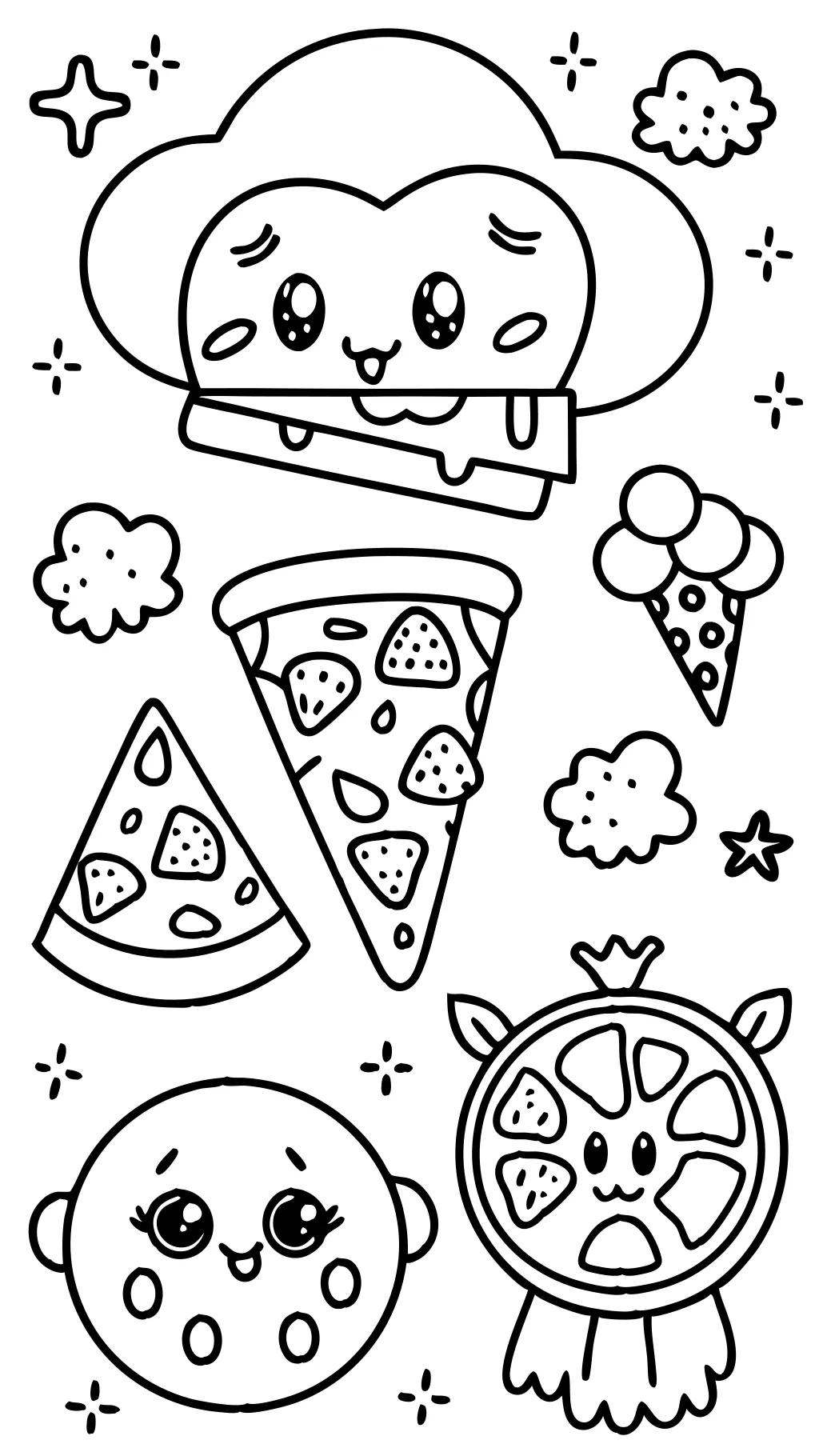 coloriages de pizza à imprimer